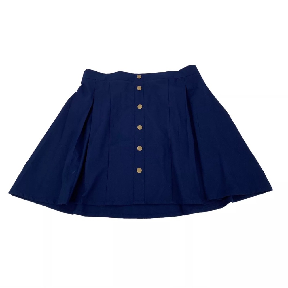 Torrid Mini Twill Button-Front Skirt 10 00 Navy Blue Gold Button Nautical Sailor